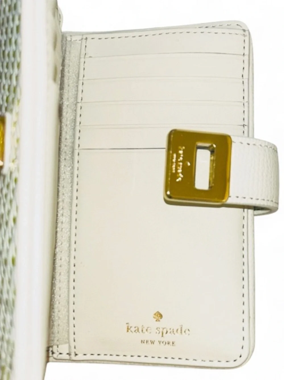 Kate Spade Phoebe Straw Turnlock Medium Wallet Lime NWT
